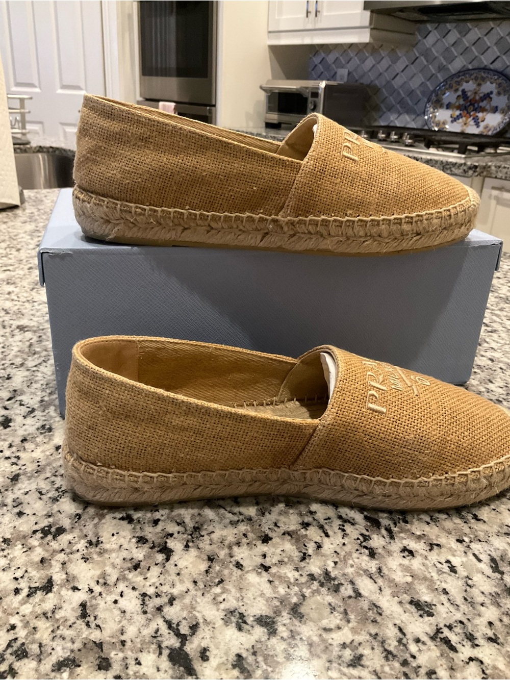 Prada Calzature Donna Cord Tan Espadrille Slip-Ons - Picture 7 of 11